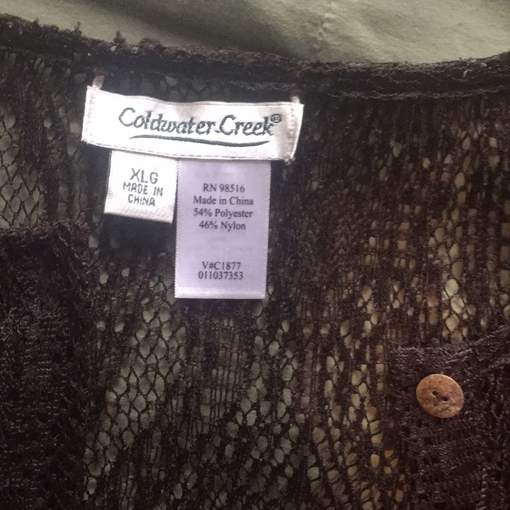 XL expresso brown sheer lace button up blouse - Picture 2 of 5